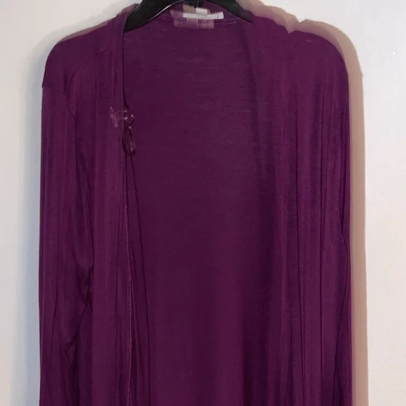 Zenana Outfitters Open-Front Cardigan Sweater - Plum - Picture 2 of 6